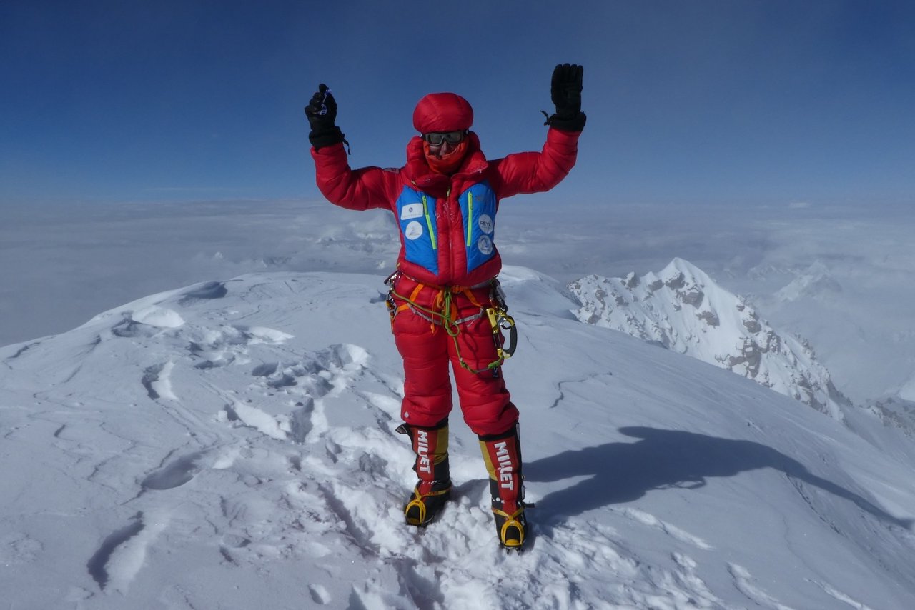 Sophie Lavaud auf dem Gipfel des K2, des schwierigsten 8000er. (Foto: zVg)