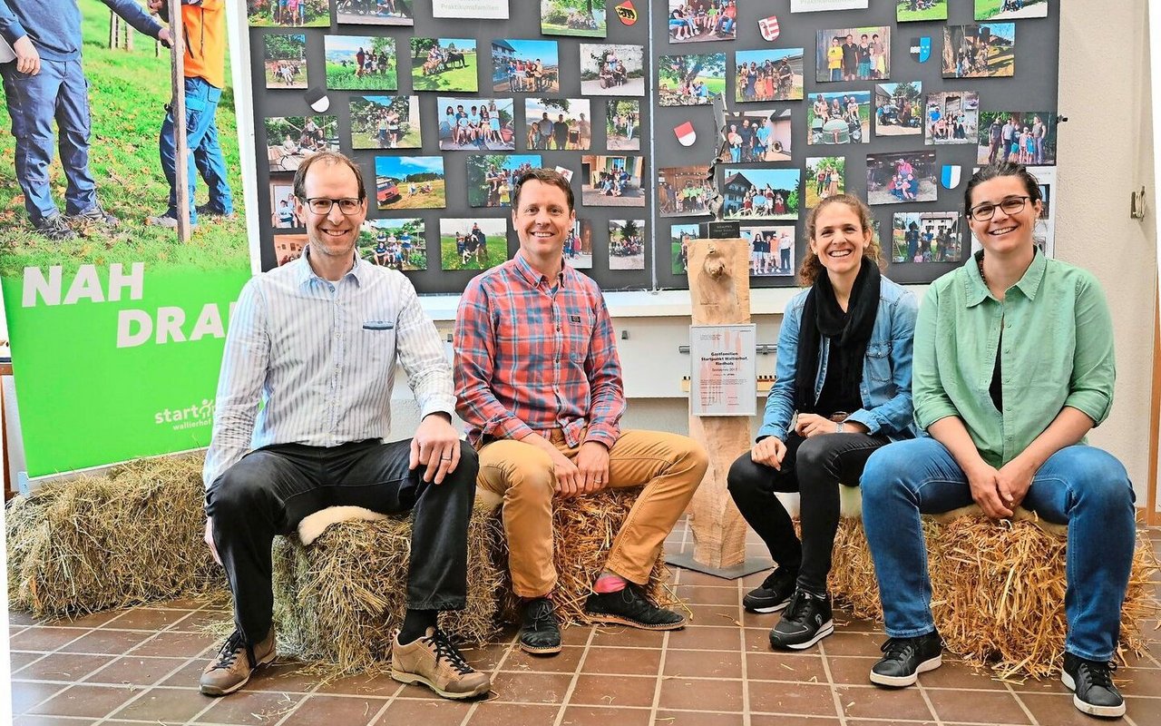 Leitung- und Lehrpersonen des Startpunkts Wallierhof (v. l. n. r.): Martin Rohn, Stefan Müller, Jasmin Lüthi, Nicole Reusser.