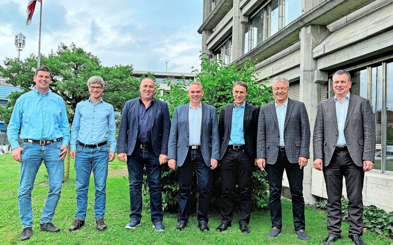 Adrian Arnold (v. l. n. r.), Daniel Flückiger, Markus Gerber, Michel Geinoz, Reto Grünenfelder, Urs Vogt und Matthias Schelling. 