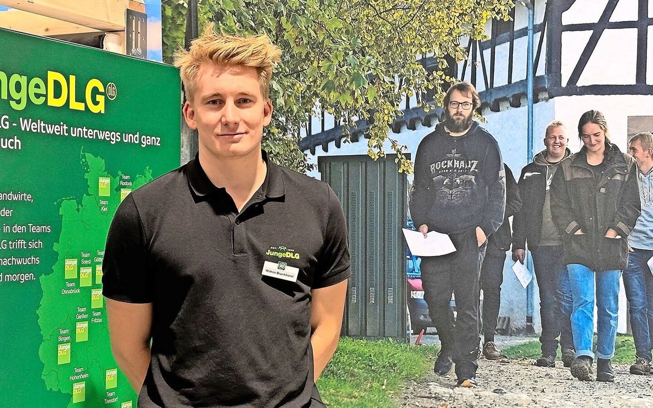 Der Landwirt und Agronom Wilken Brunkhorst spricht am Stand der Jungen DLG von Herausforderungen, die jenen in der Schweiz ähneln.